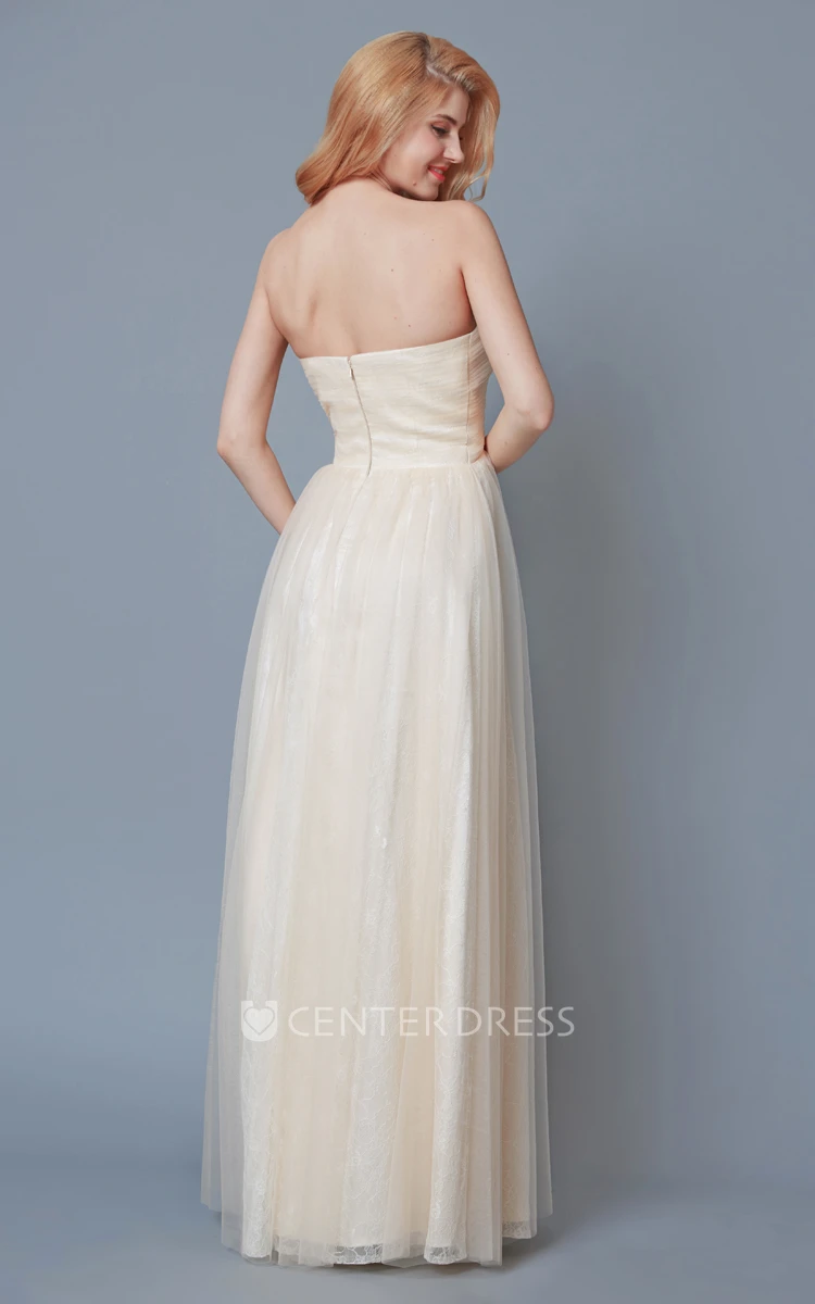 Elegant Empire Sweetheart Tulle Long Bridesmaid Dress