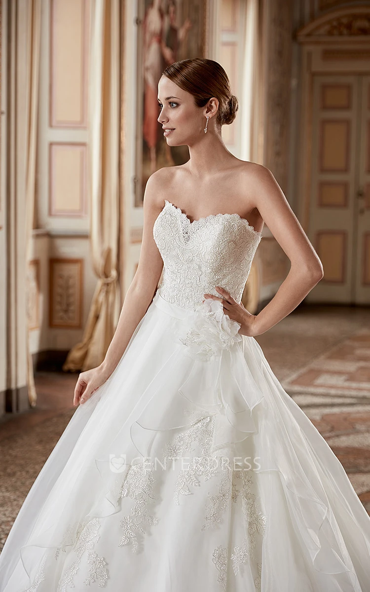Ball Gown Sweetheart Tulle&Lace Wedding Dress With Draping