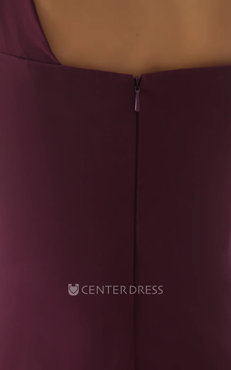 Simple Floor-Length Sleeveless Chiffon Bridesmaid Dress With Single Strap