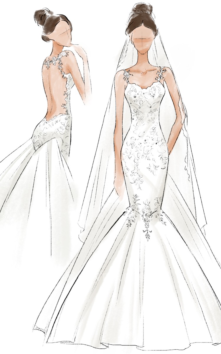 Lace Mermaid Wedding Dress Sketches