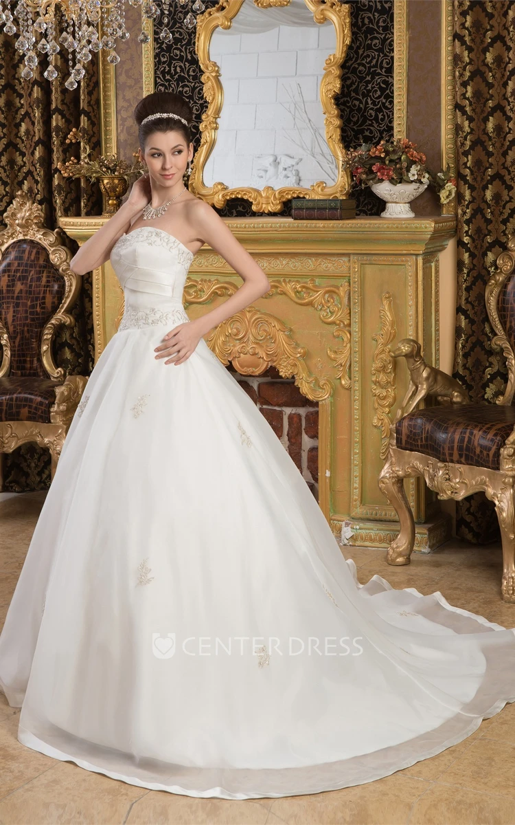 Sweetheart A-Line Embroidered Organza Wedding Gown with Beading