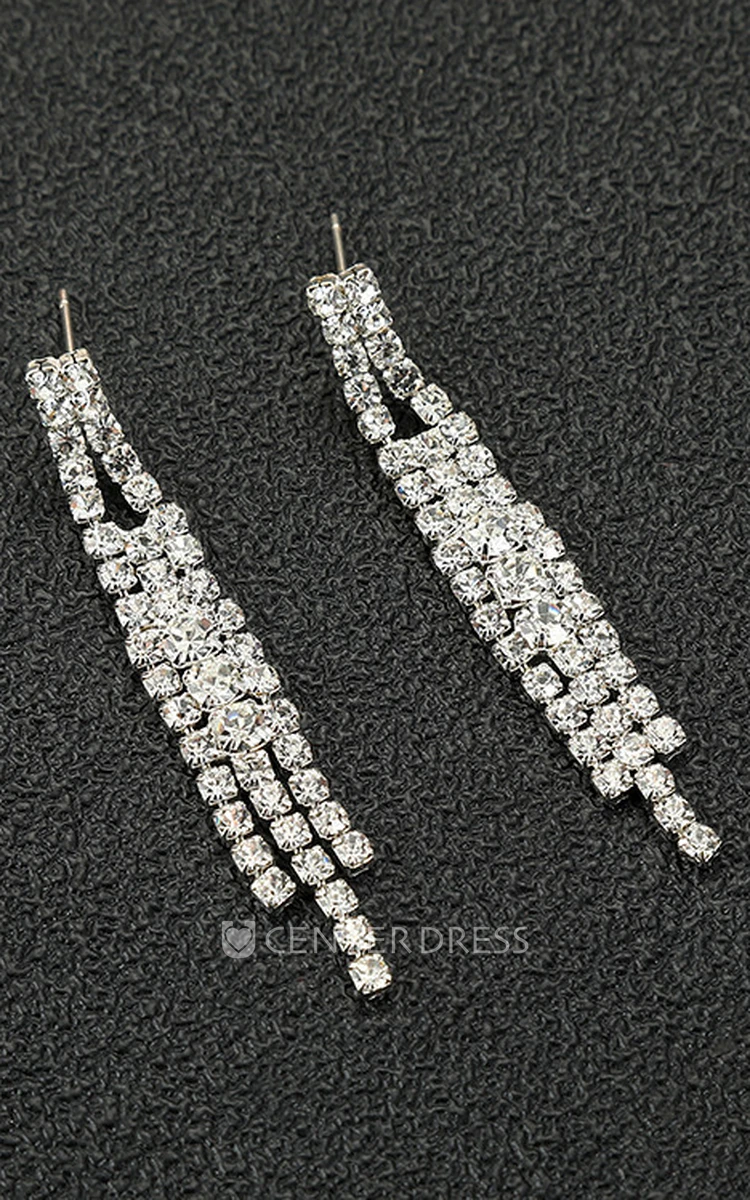 Classic Bridal and Evening Party Rhinestone Necklace and Earrings Jewelry Set