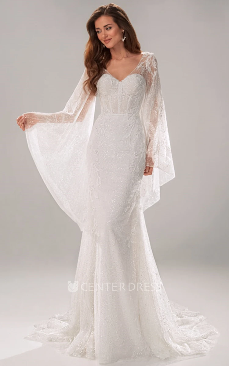 Romantic Sheath Lace and Tulle Sweetheart Wedding Dress with Appliques