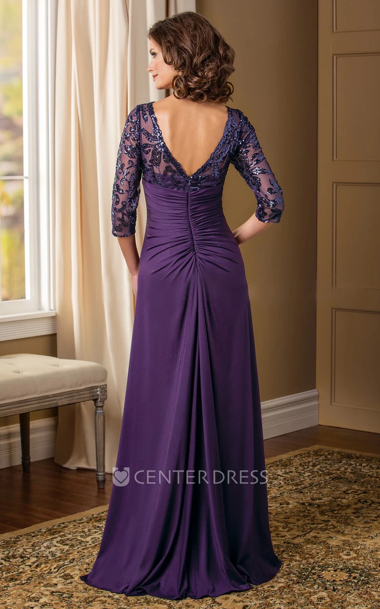 Elegant Lace Sequin Off Shoulder Mother Dress For Wedding Tea