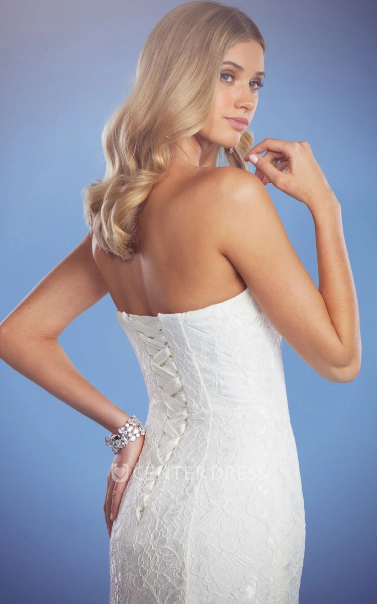 Floor-Length Sleeveless Sweetheart Lace Wedding Dress