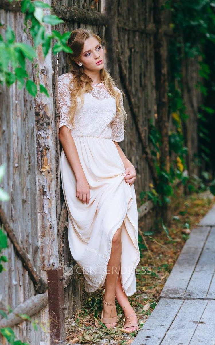 Blush bohemian sales wedding dress