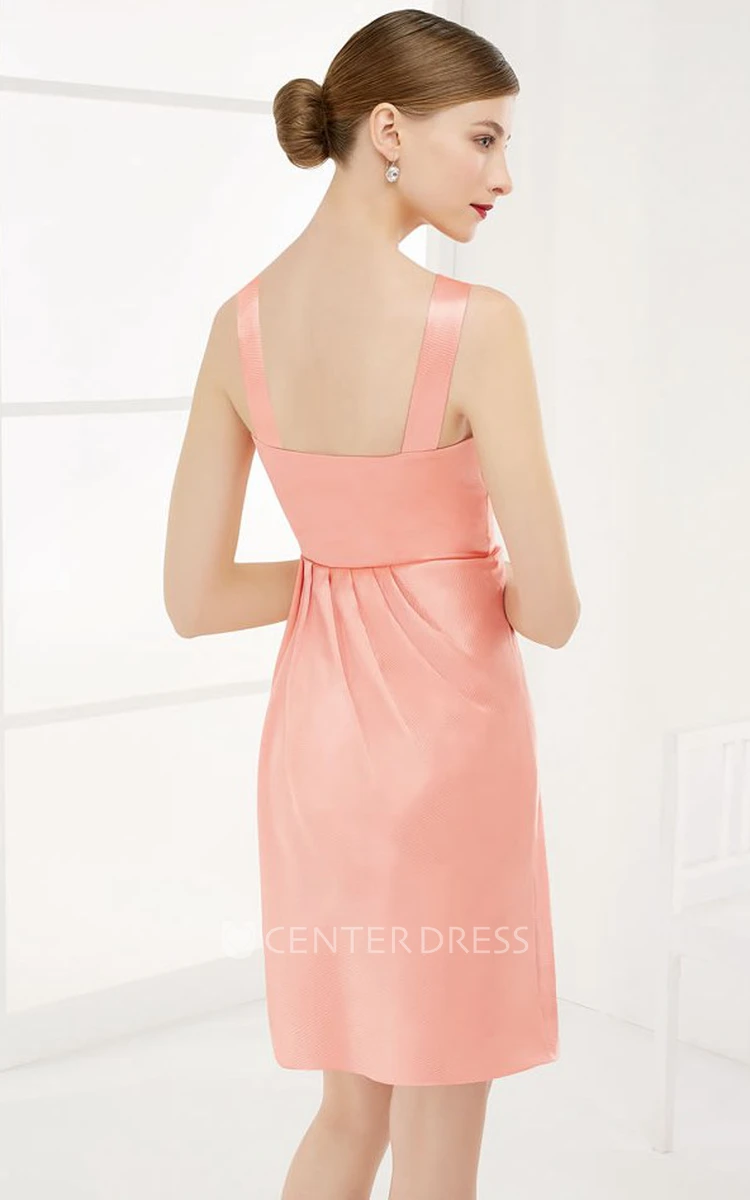V Neck Square Back Taffeta Wrapped Prom Dress With Floral Straps And Jacket