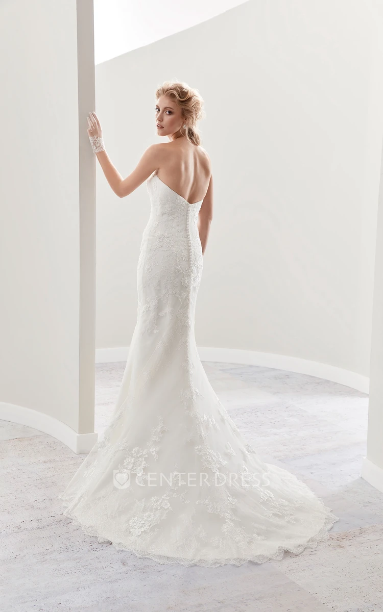 Classic Sweetheart Sheath Mermaid Bridal Gown With Appliques And Open Back