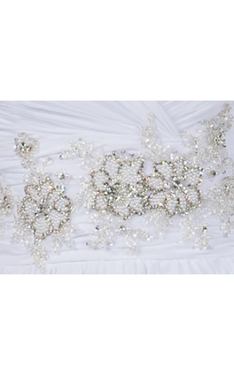 Sweetheart A-line Taffeta Bridal Gown With Beading-flower Waist