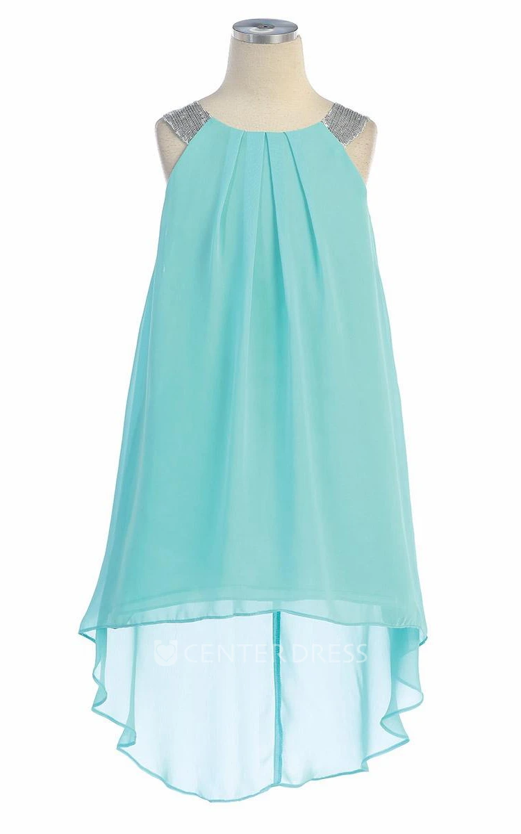 Midi Chiffon&Sequins Flower Girl Dress