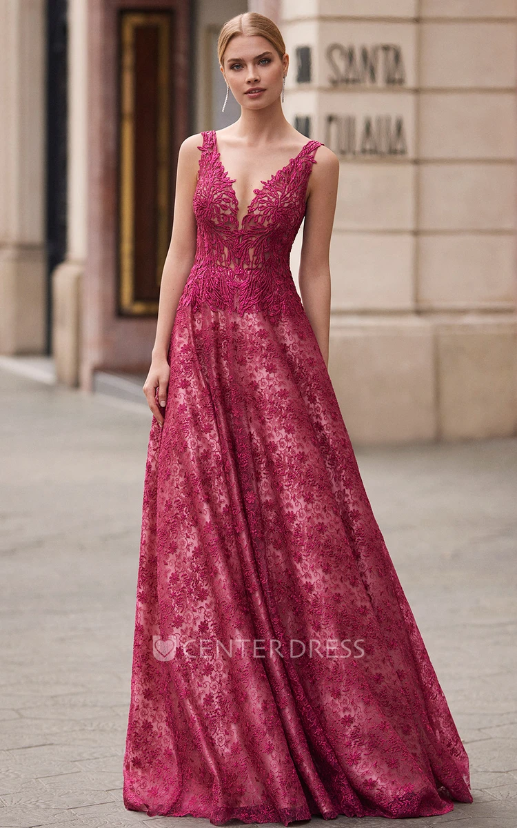 Beautiful Tulle V-neck Evening Dress A-Line Wedding Dress
