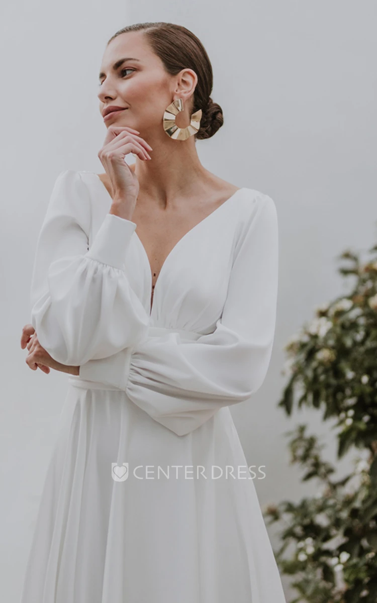 Romantic Chiffon Button Back Wedding Dress A-Line