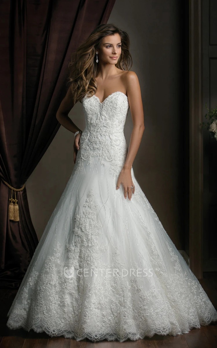 Sweetheart Mermaid Wedding Dress With Appliques And Pleats