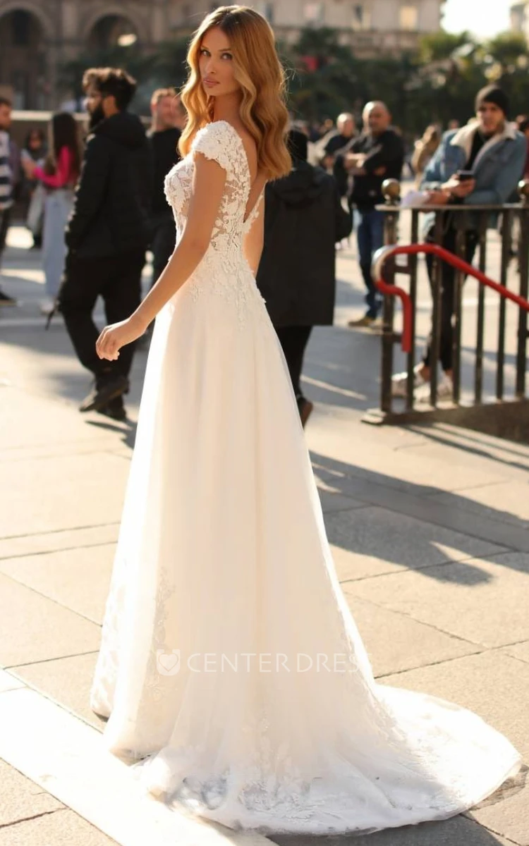 Bohemian Elegant Petal Plus Size Lace Long Sleeve Wedding Dress