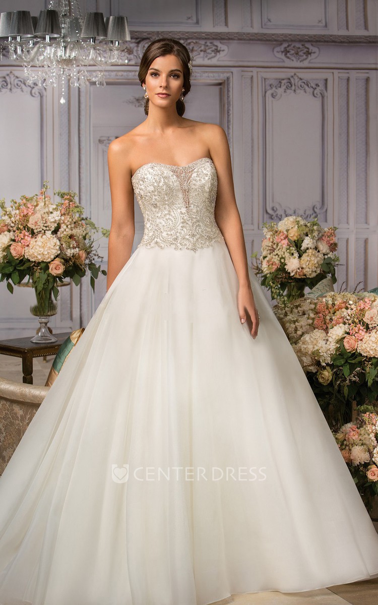 Strapless A Line Ballgown With Crystal Bodice And Ruffles UCenter Dress