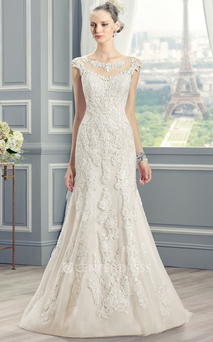 Deep scoop shop neck wedding dress