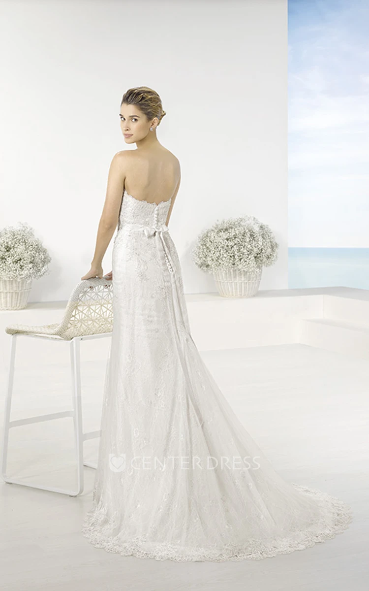 Sheath Sweetheart Lace Wedding Dress