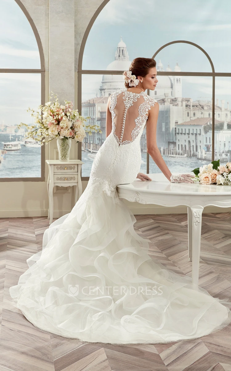 Sweetheart Lace Mermaid Bridal Gown With Appliques Straps And Court Train