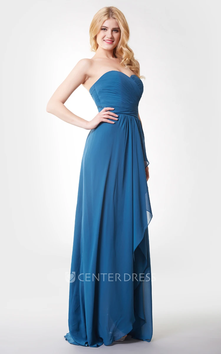 Sweetheart Backless High-low Chiffon Dress With Ruching