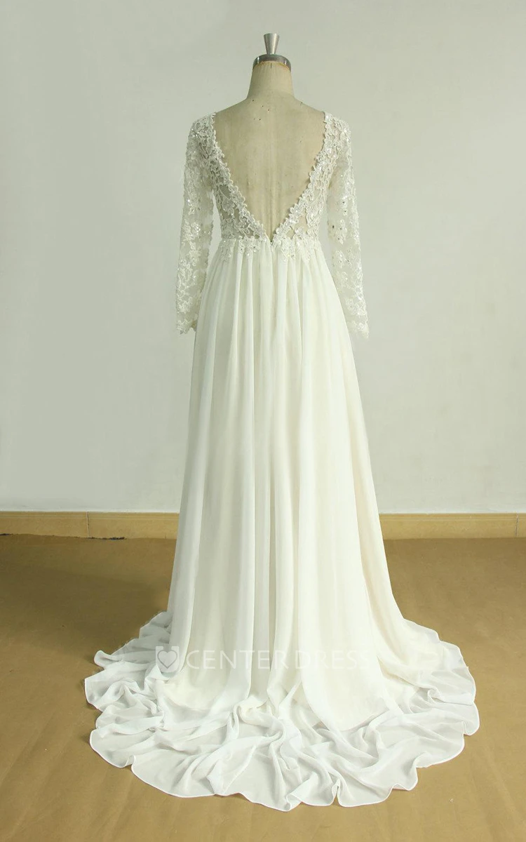 A-Line Chiffon Lace Satin Weddig Dress