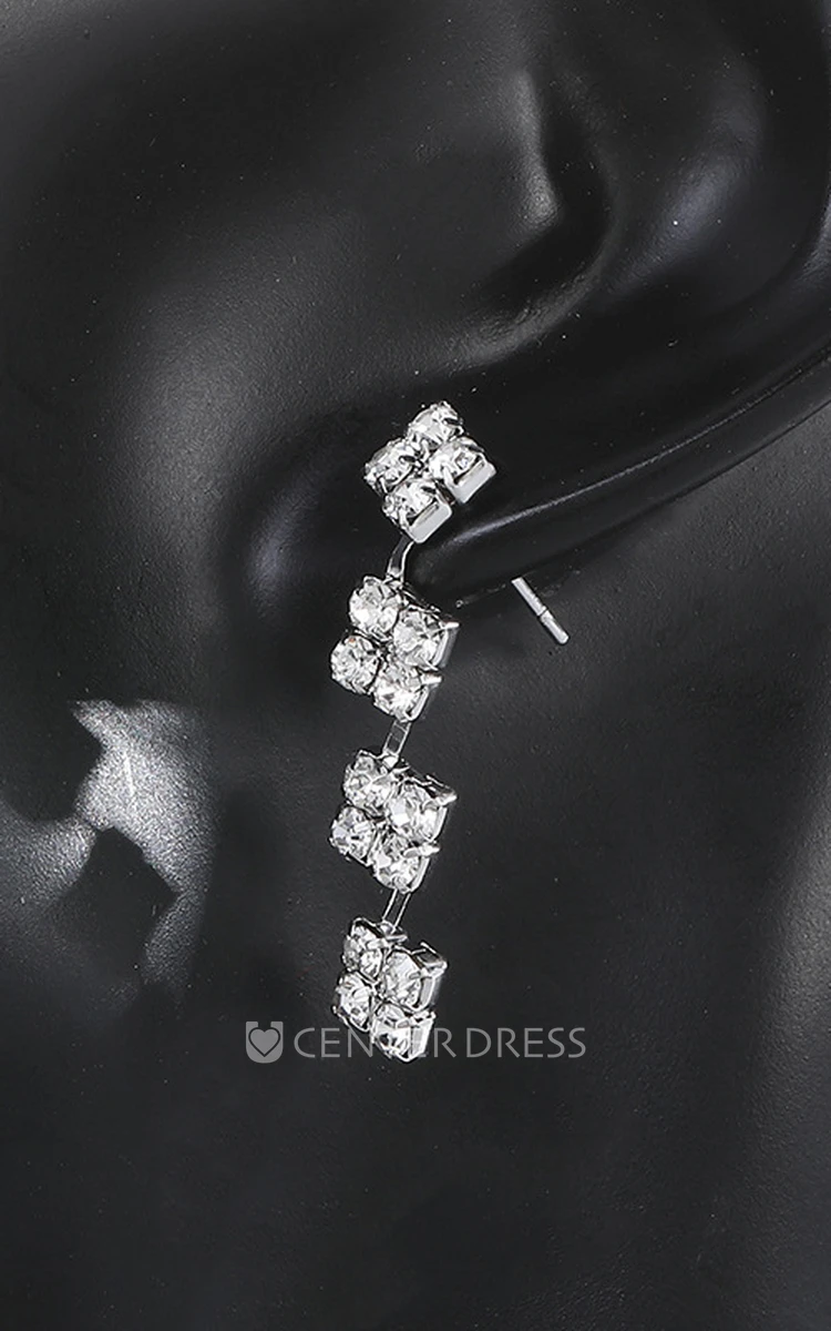 Beautiful Flower Design Rhinestone Necklace and Earrings Jewelry Set