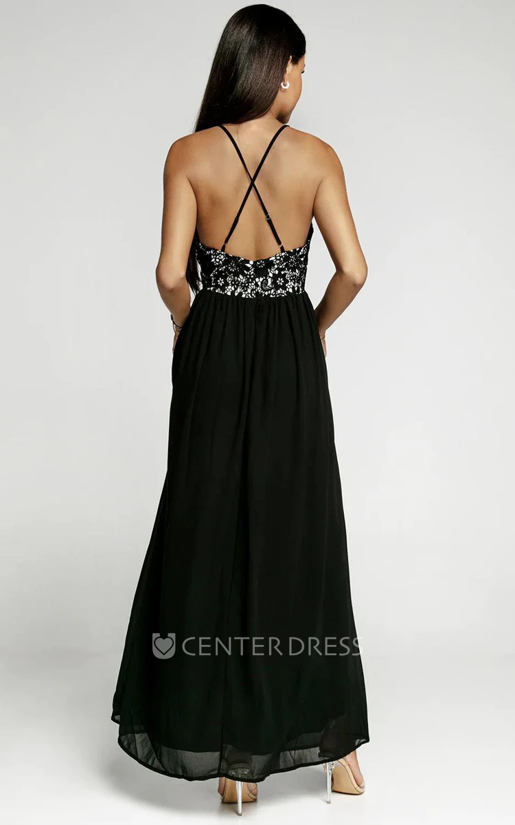 Modern A-Line Chiffon Prom Dress With Split Front And Cross Back