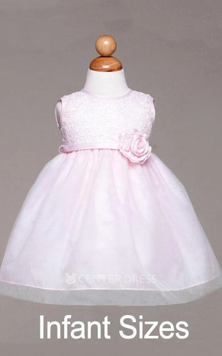 Tea-Length Tulle&Sequins Flower Girl Dress