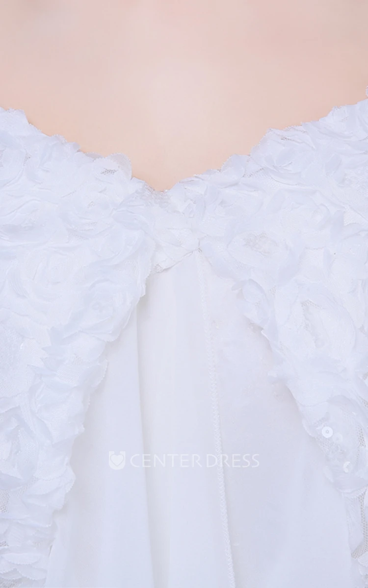 New Three-dimensional Rose Sequins Shoulder Chiffon With White Shawl