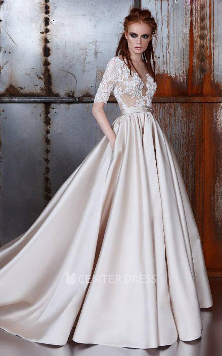 Half lace shop wedding dress