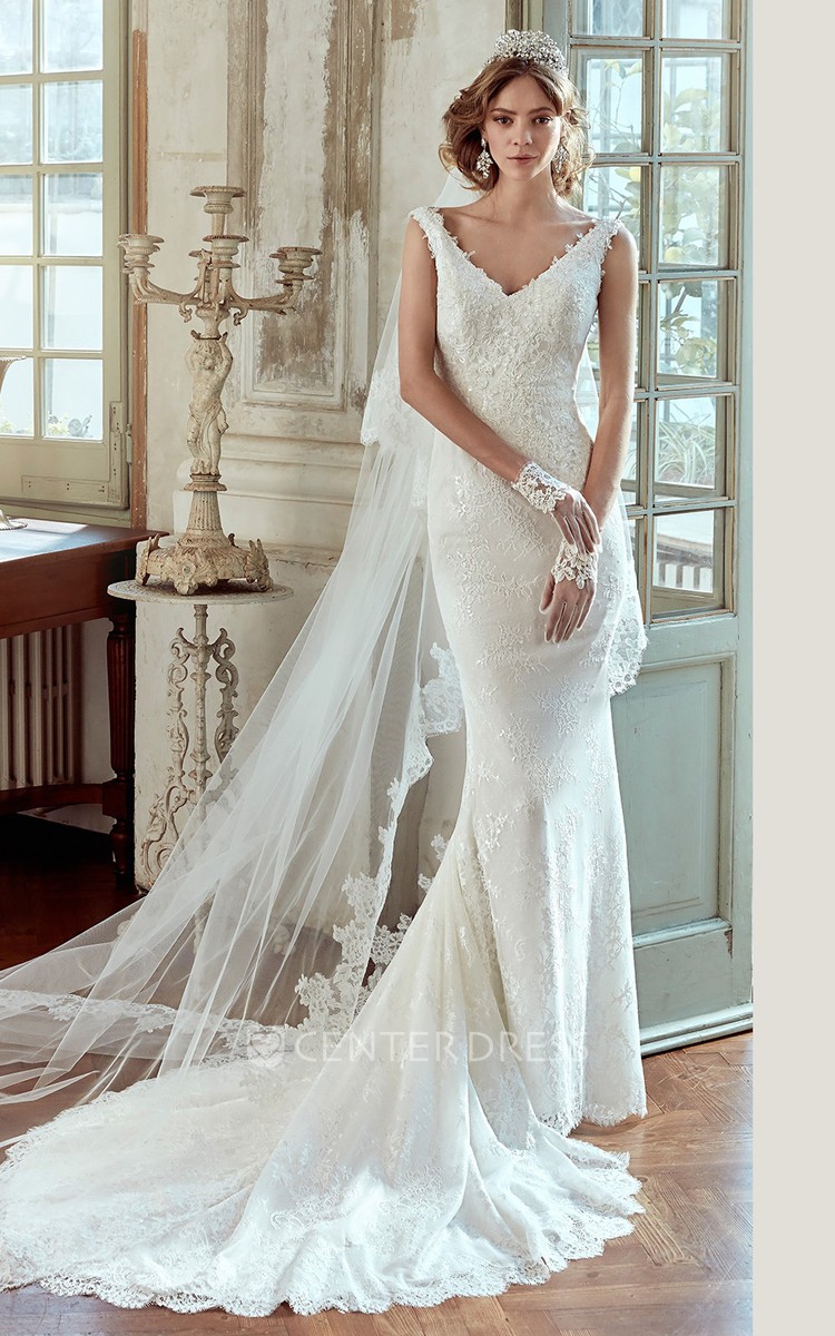 Sheath Wedding Dress with Train