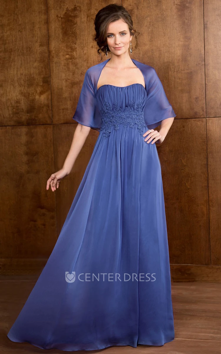Sweetheart A-Line Long Mother Of The Bride Dress With Pleats And Appliques