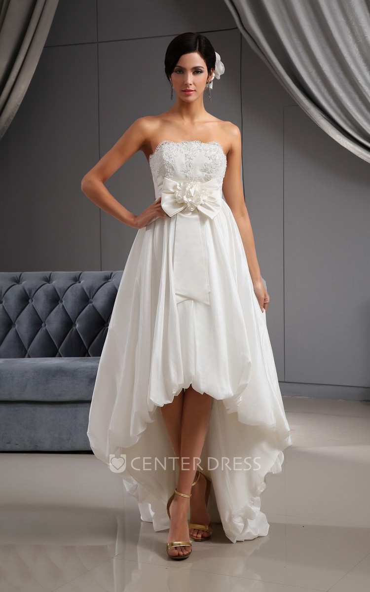 Silver high low wedding hot sale dress