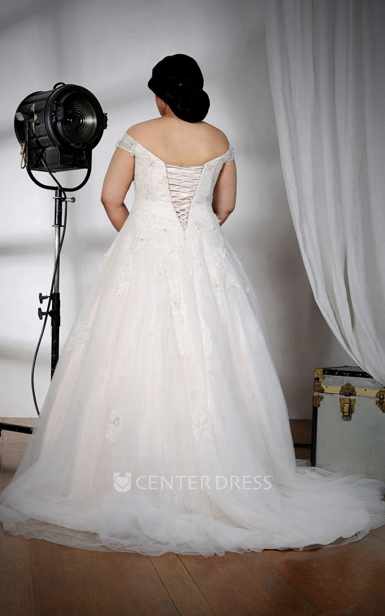 Off-The-Shoulder A-Line Tulle Dress With Beading And Appliques