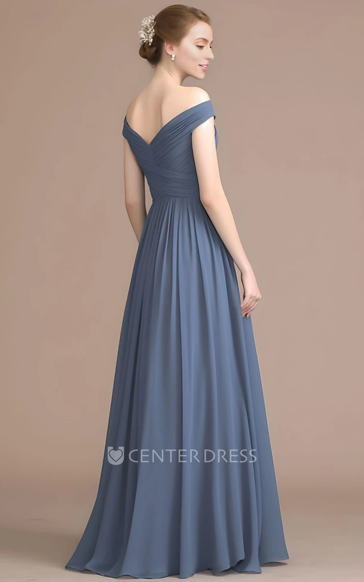 Chiffon Off-Shoulder A-Line Prom Dress Simple Bohemian Elegant Floor-length