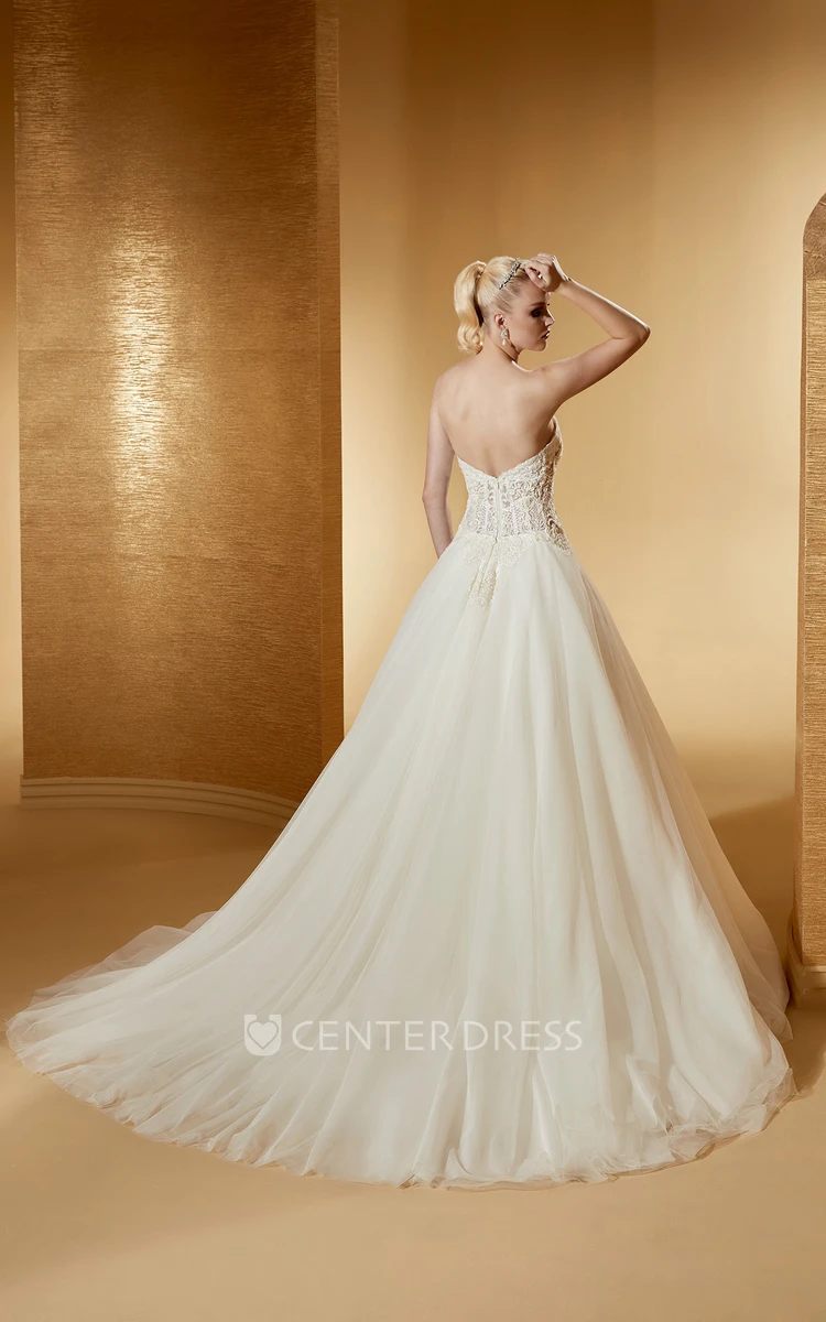 Sweetheart A-Line Bridal Gown With Detachable Cape And Lace Corset