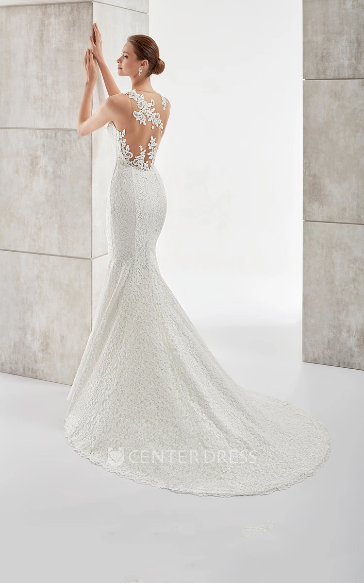 Sweetheart Sheath Lace Wedding Dress With Floral Neckline And Open Back
