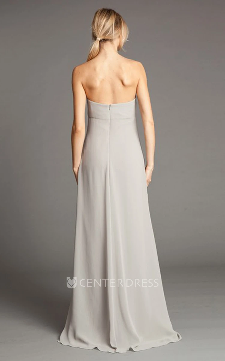 A-Line Sweetheart Sleeveless Draped Empire Floor-Length Chiffon Bridesmaid Dress