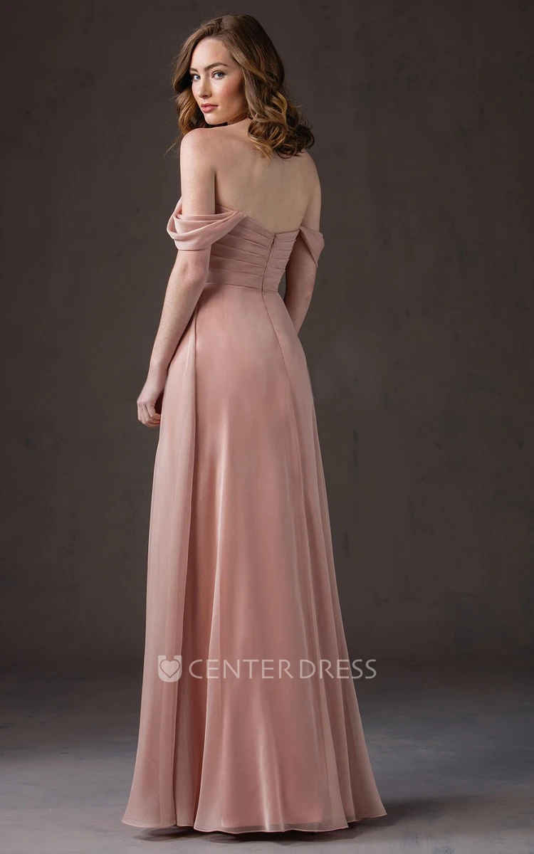 Off-The-Shoulder A-Line Chiffon Bridesmaid Dress With Appliques