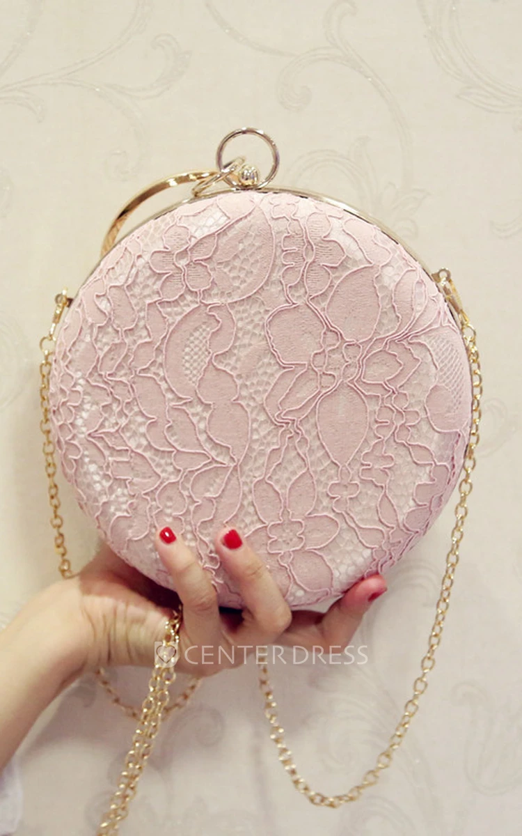 Round Laced Crystal Clutch