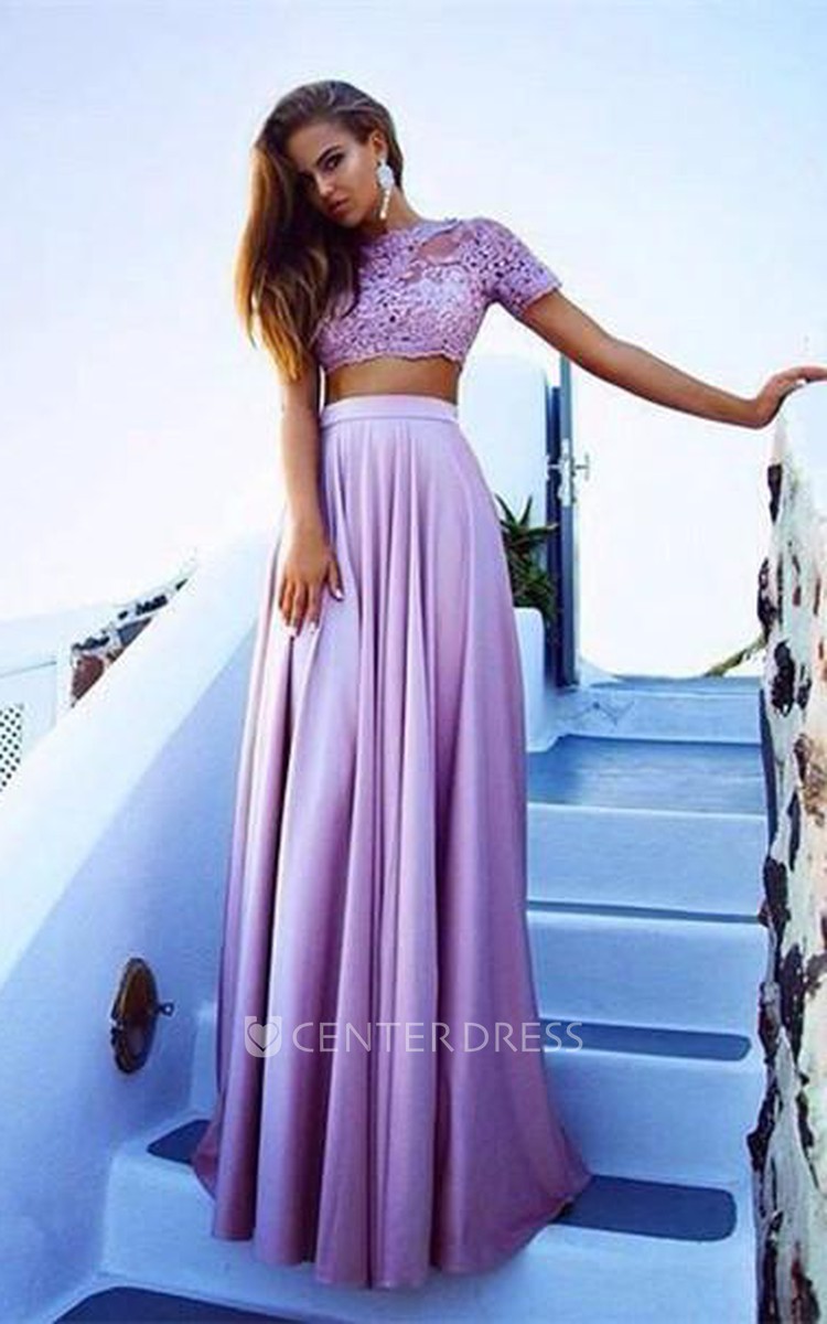 Two piece clearance chiffon prom dress