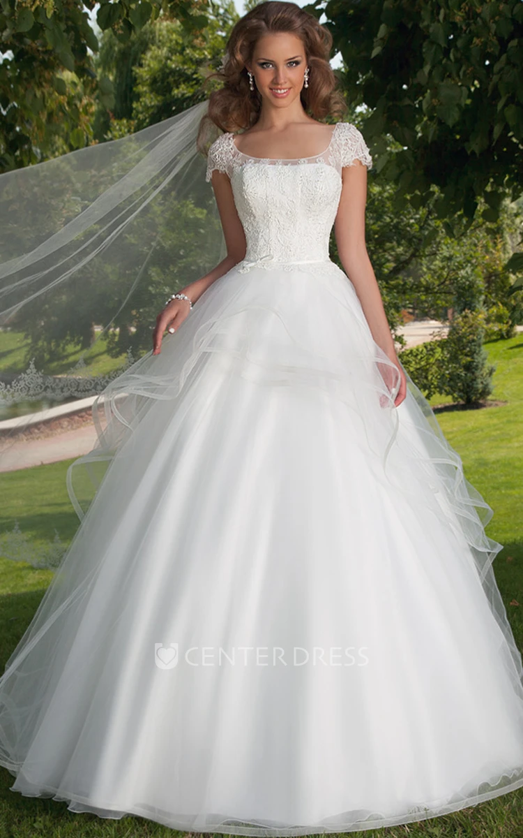 Draped sleeves wedding outlet dress