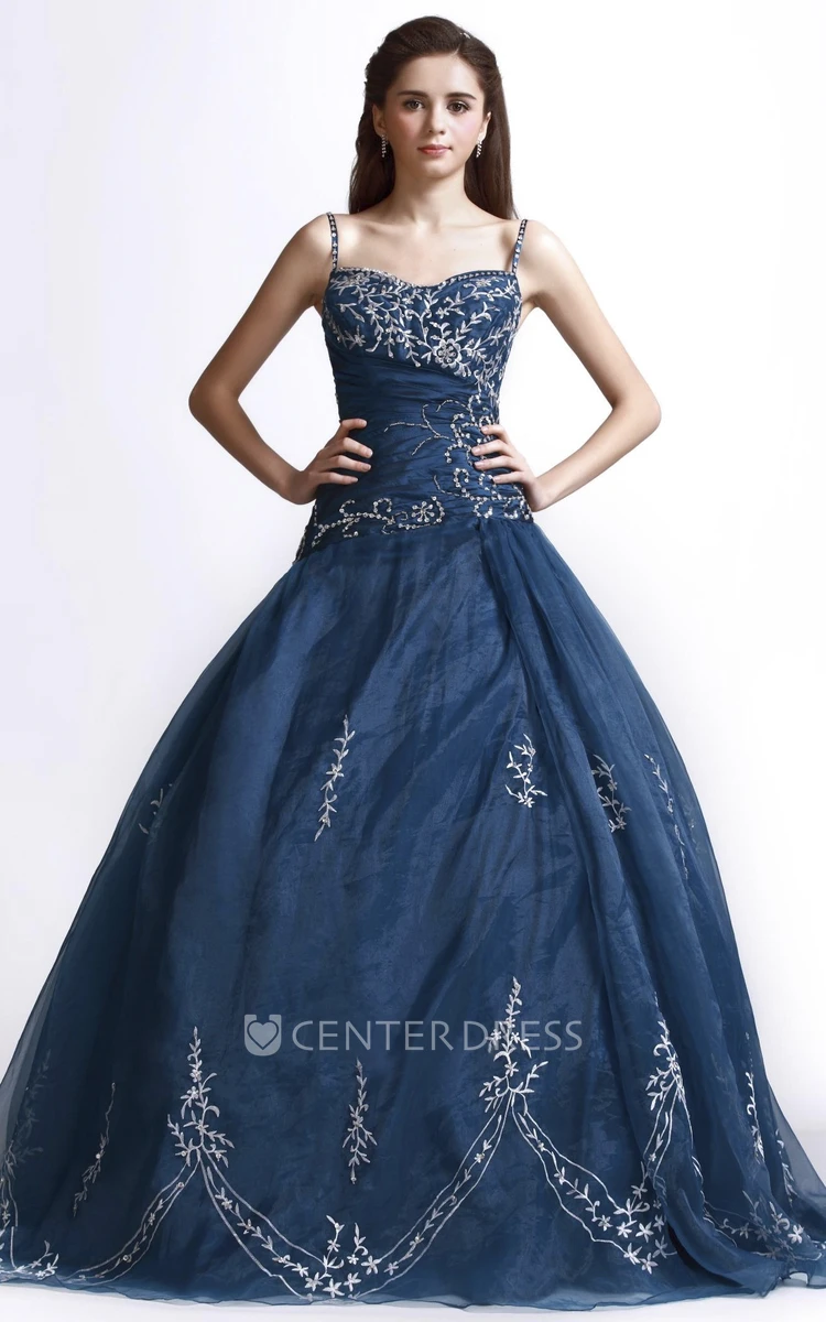 Beaded Lace-up Adorable Lace Appliqued Straps Ball Gown