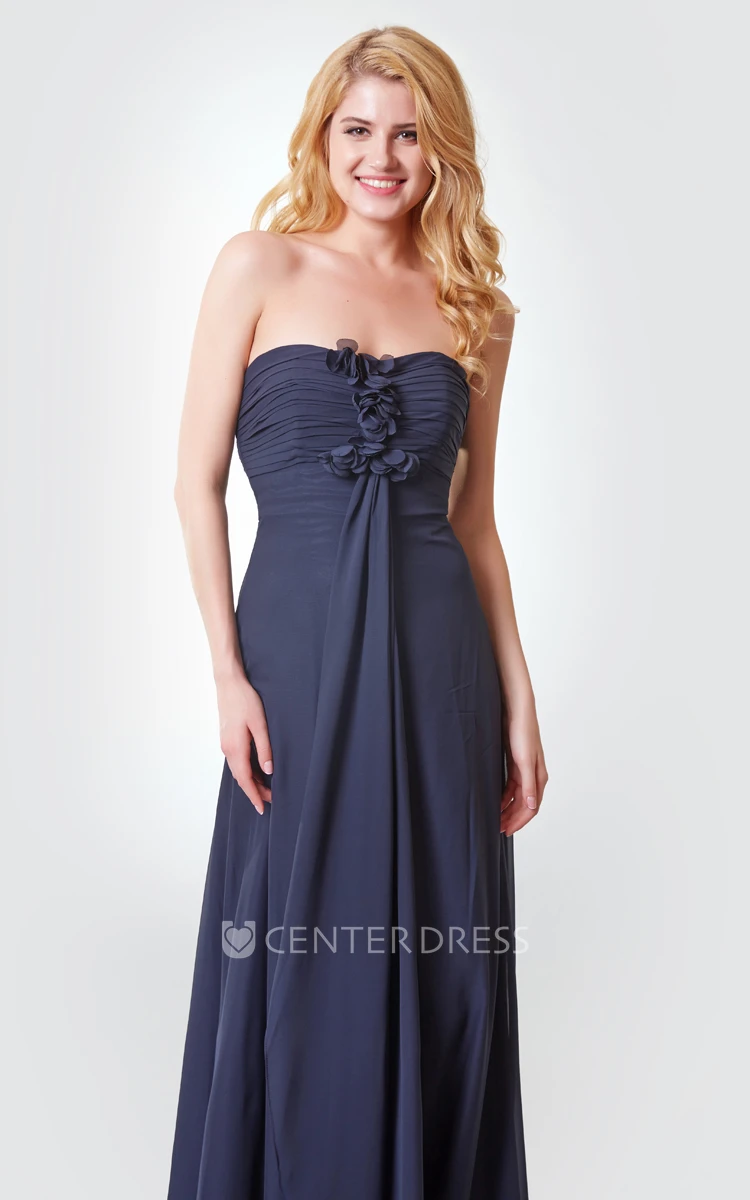 Backless Ruched A-line Long Chiffon Dress With Draping