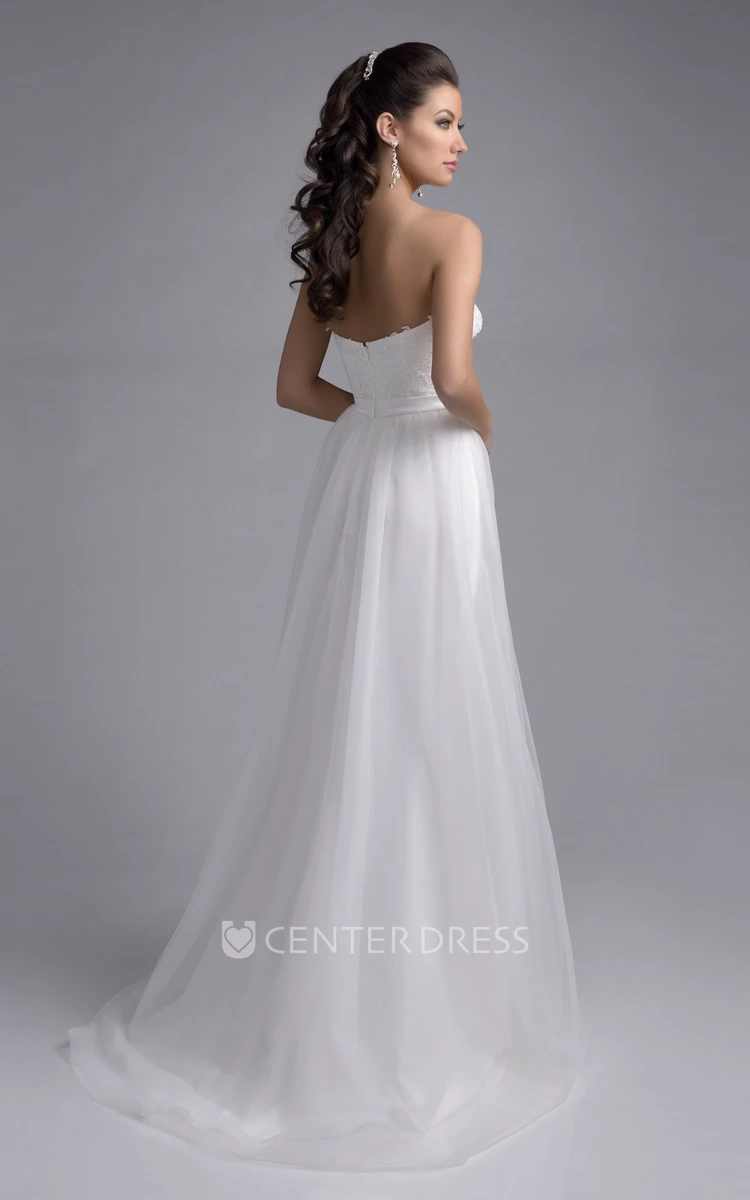 Sweetheart Tulle A-line Wedding Dress With Lace Bodice 