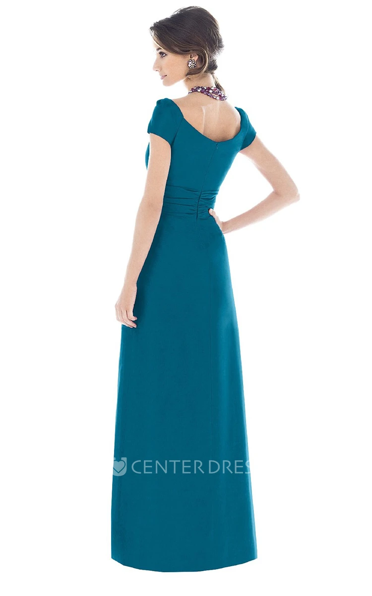 V-Neck A-Line Chic Gown With Short Sleeves
