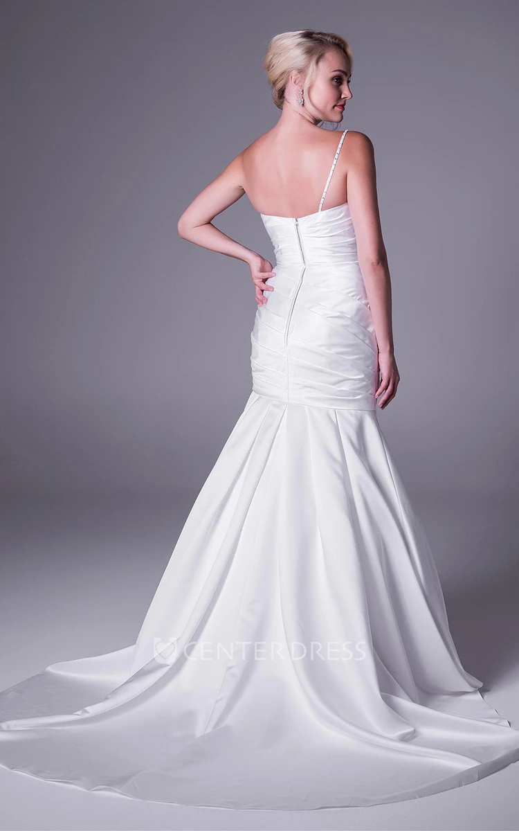 Trumpet Sweetheart Maxi Satin Wedding Dress With Criss Cross And Straps