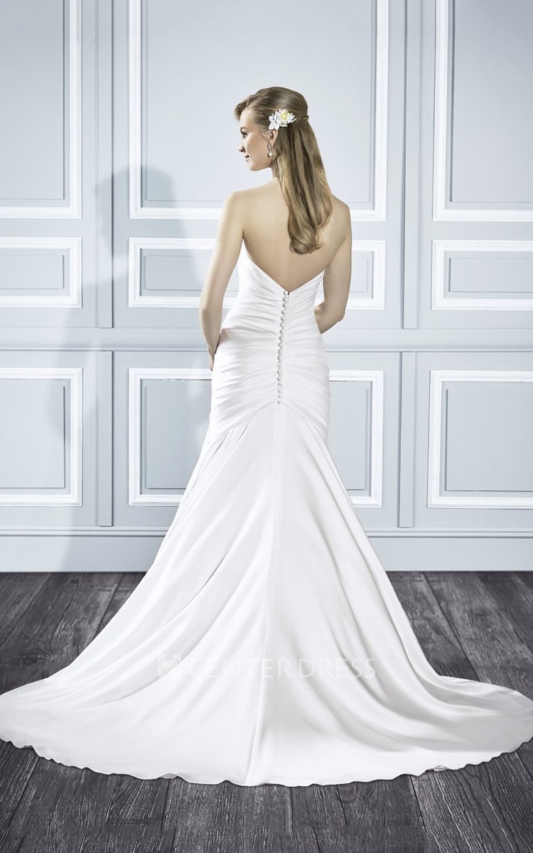 Rough Satin Strapless Trumpet Wedding Dresses