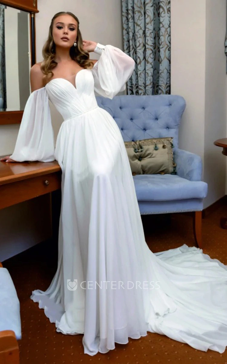 Long Sleeve Corset Wedding Dress - Ucenter Dress