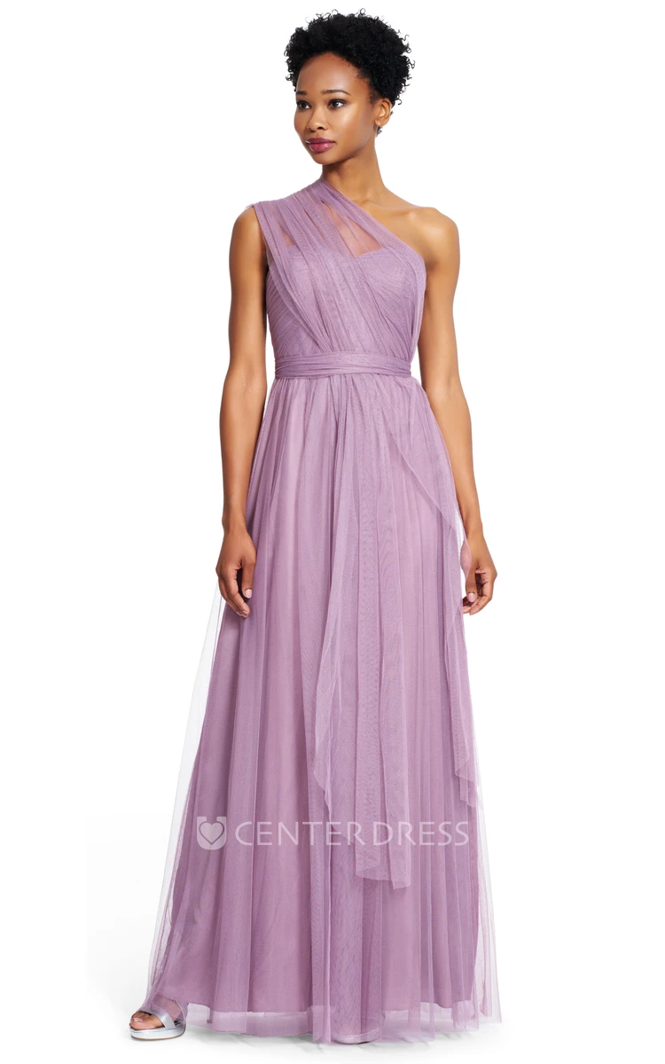 Sheath Pleated Sweetheart Tulle Bridesmaid Dress With Ruching And Bow