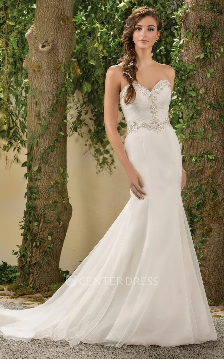 Sweetheart Mermaid Wedding Dress With Beadings And Ruches